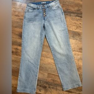 Rewash Light Blue High Rise Straight Leg Button Fly Vintage Look Size 28